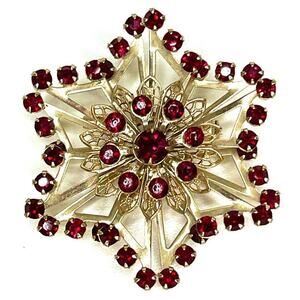 Brooch Snowflake Star of David Red Gold Vtg Estate Jewelry O06